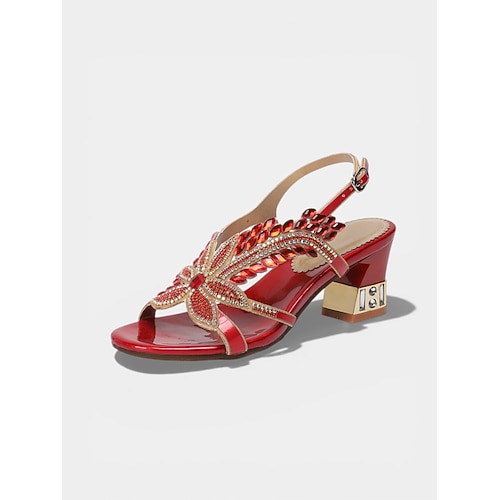 Grüne, verzierte Sandalen mit Blockabsatz für Damen, festliche Schuhe für den St. Patrick's Day Image