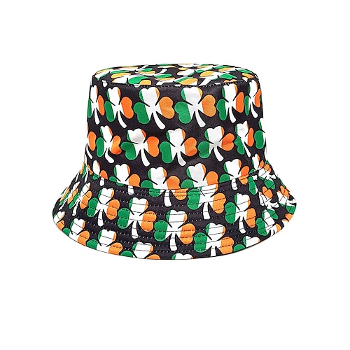 Damen-Fischerhut aus Polyester, mit Kleeblatt- und St.-Patricks-Day-Leprechaun-Motiv, verschiedene Muster, perfekt für den St. Patrick's Day und den Alltag Image