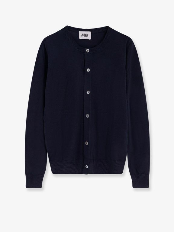 Wool Cardigan - Blue - Alpha Studio Knitwear