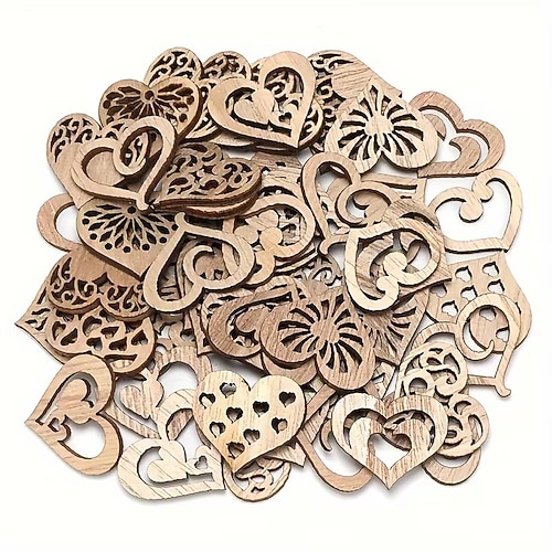 100 pezzi di ornamenti a forma di cuore cavo in legno per San Valentino, decorazioni fai da te da appendere per matrimoni, compleanni, Natale, Ringraziamento e festa della mamma
