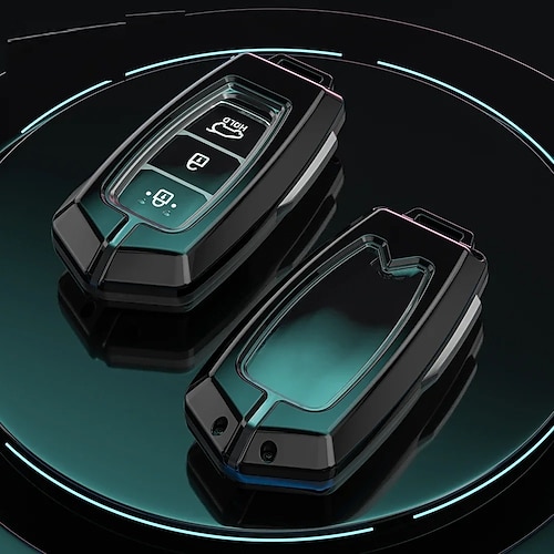 Custodia in TPU per portachiavi con portachiavi in pelle per [marca/modello auto, ad esempio Hyundai Elantra Sonata Tucson], custodia protettiva per chiave intelligente a protezione completa,