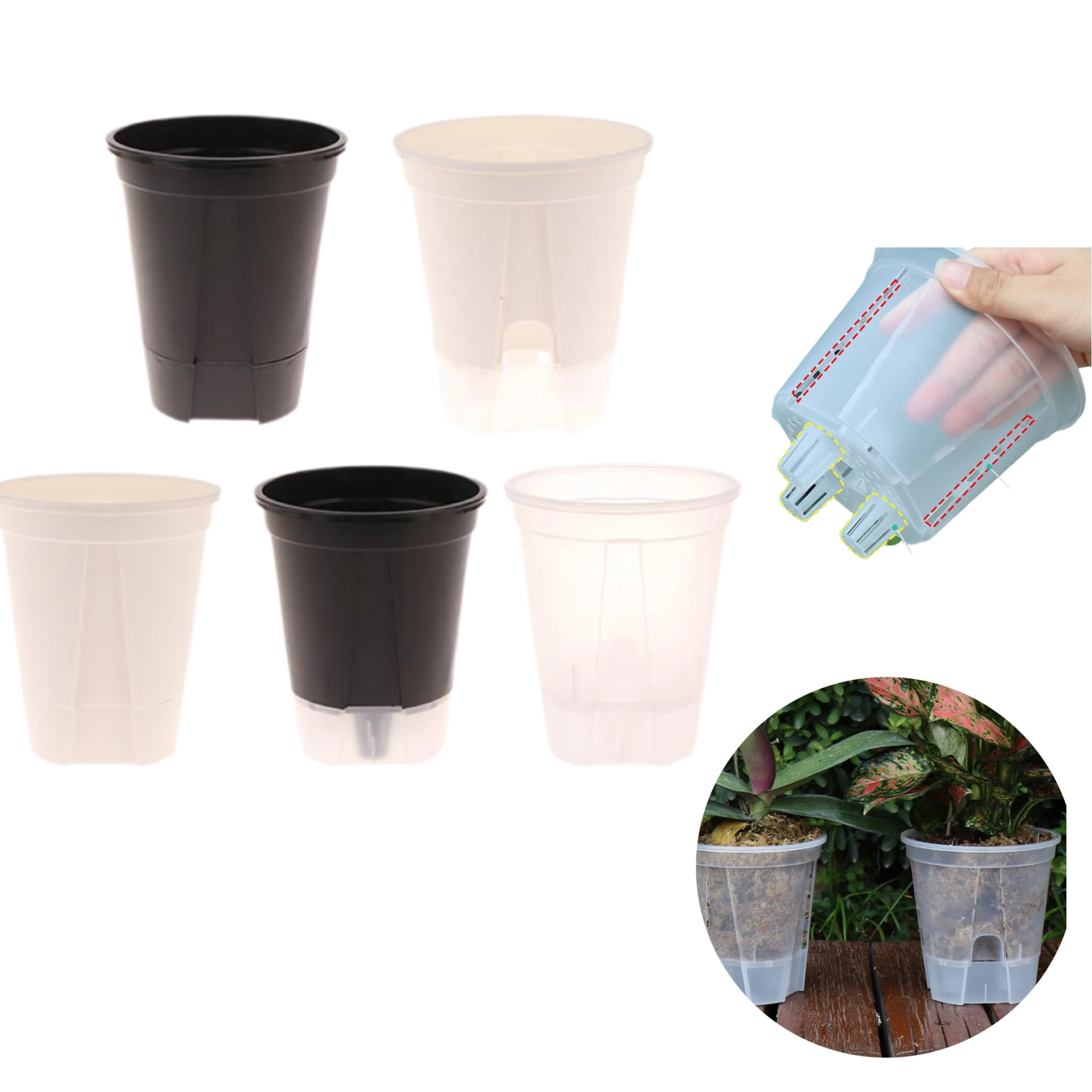 Atmungsaktive Wasserspeicherung, Hydrokultur-Blumentopf, selbstbewässerndes Bonsai-Becken, langlebiger Kunststoff für Sukkulenten, Gartengerät Image