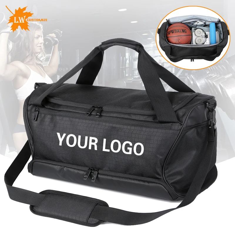 Borsa da palestra da donna di grande capacità Borsa da yoga impermeabile per nuoto Borsa sportiva portatile Borsa da weekend Borsa da viaggio personalizzata con stampa logo