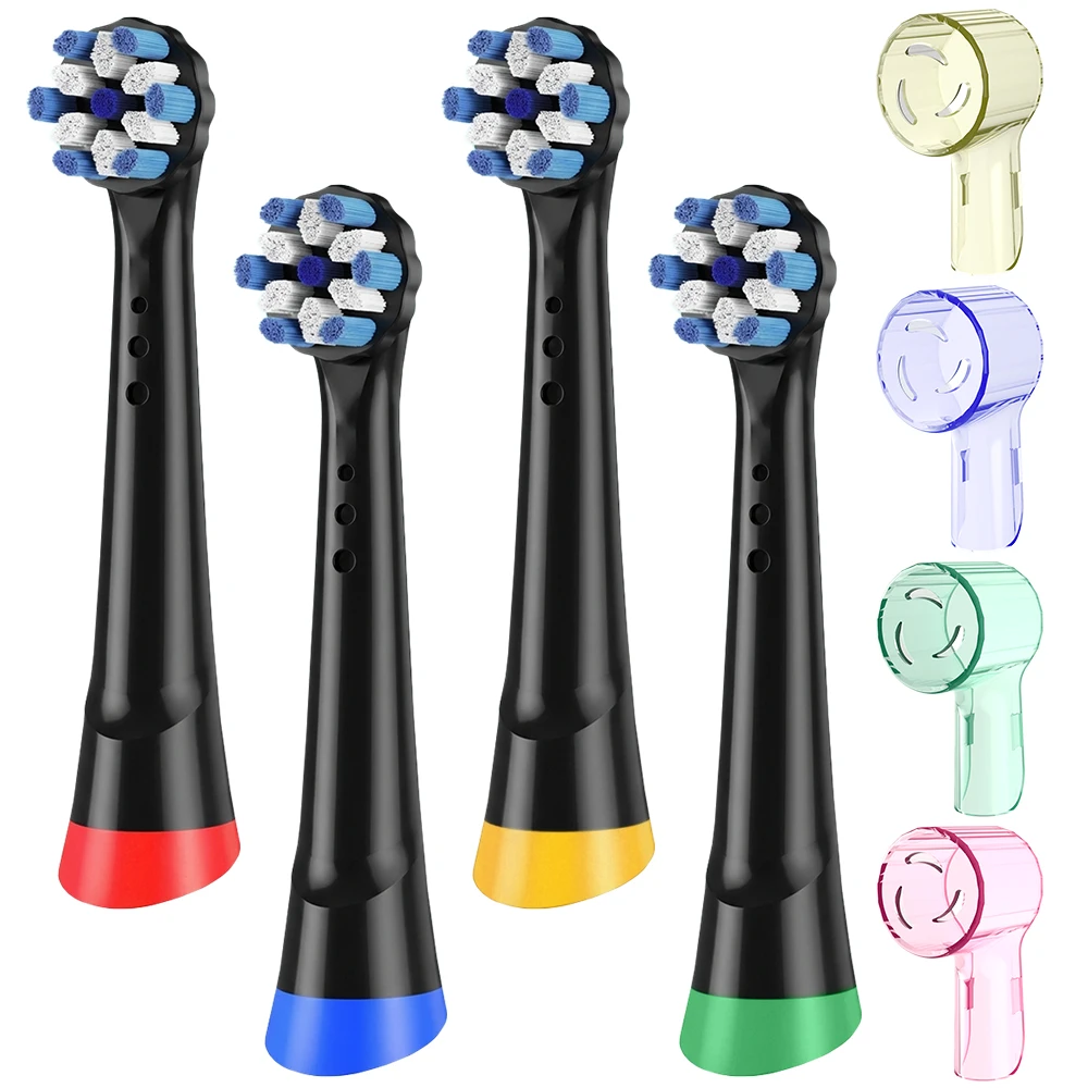4 Ersatzbürstenköpfe und 4 staubdichte Zahnbürstenköpfe, kompatibel mit Oral B iO 2/3/4/5/6/7/8/9/10 elektrische Zahnbürste Image