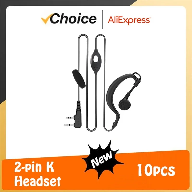10PCS Walkie Talkie Headset QuanSheng UV-K5 Hörer UV-K6 UV 5R Plus DM-1701 888s DMR Kopfhörer Zwei weg Radio Zubehör Image