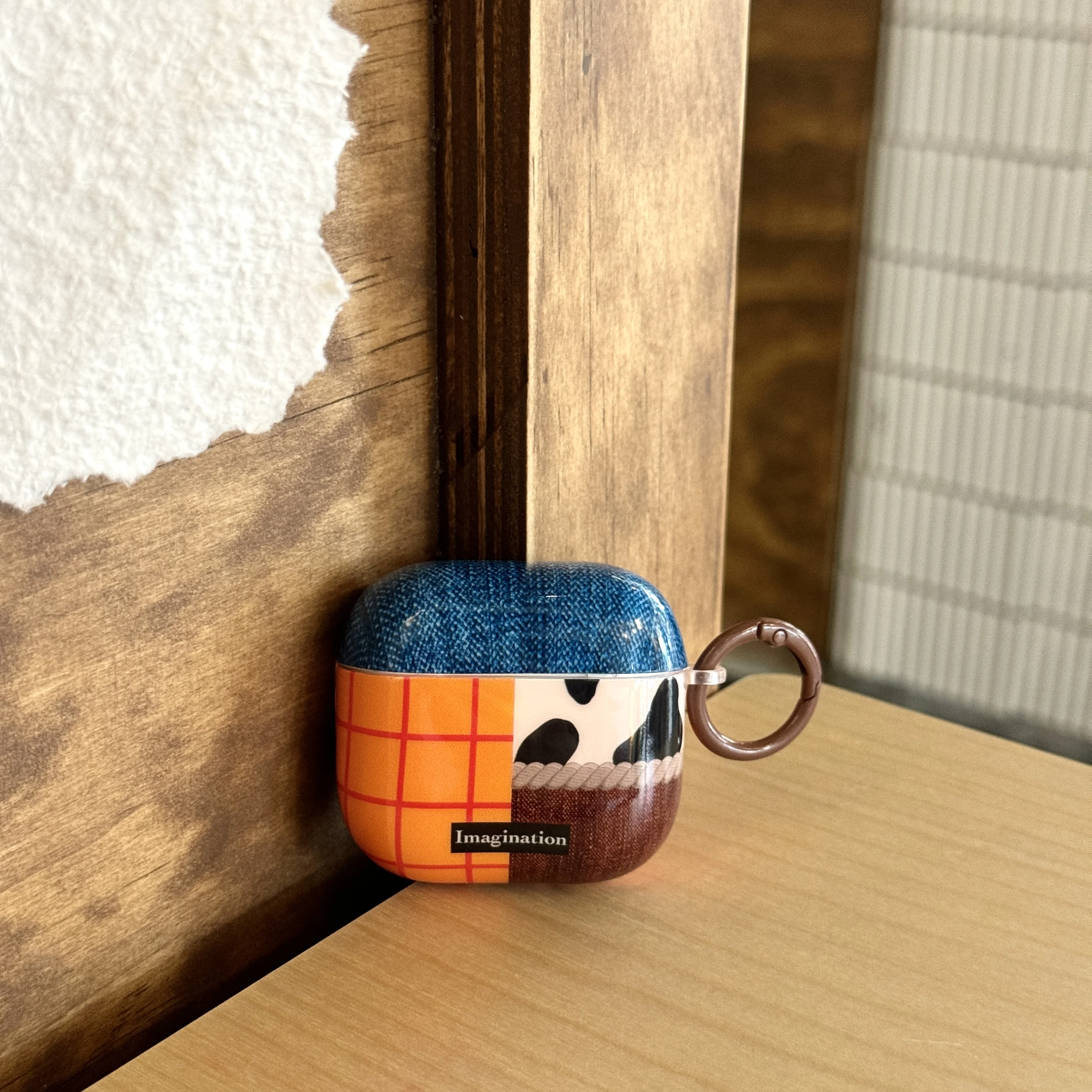 Retro Imitation Denim Orange Plaid Kuh Textur Patchwork Schützende Kopfhörer Fall Geeignet für AirPods Pro 3 Pro 2 1 2 3 4 Pro Image