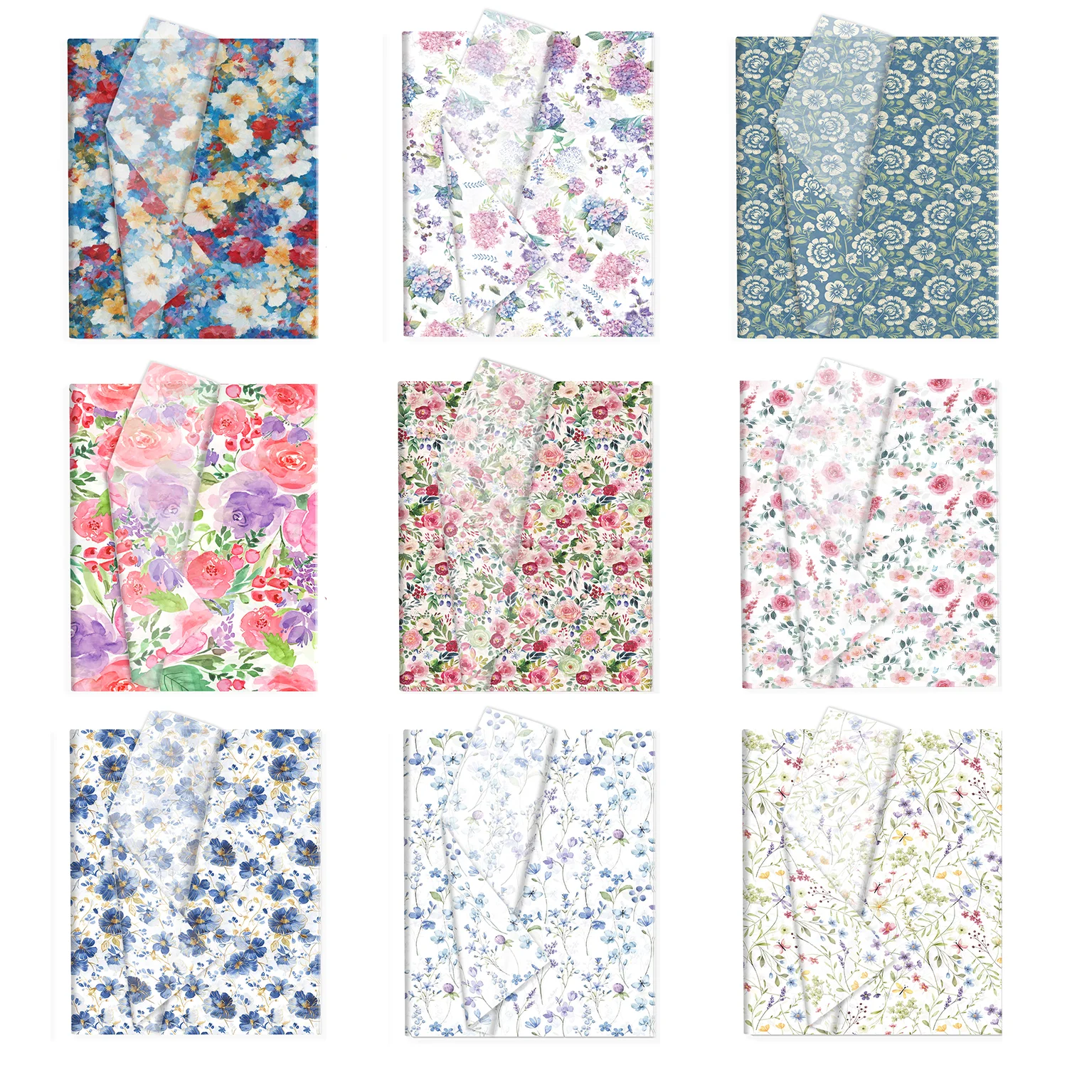 20/50 pezzi di carta velina floreale carta pera di neve carta da regalo carta da regalo fai da te carta da imballaggio floreale forniture per feste