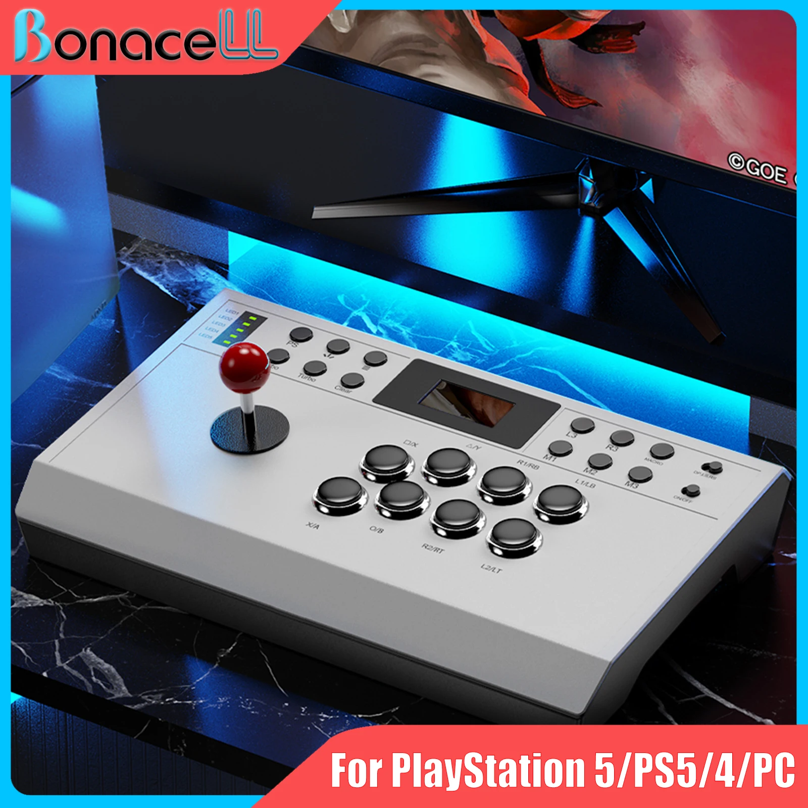 Wired Arcade Fighting Joystick für PS5/PS4/PC Spielkonsole Fight Stick Rocker mit Programm Turbo Funktion Spiel Fernbedienung Image