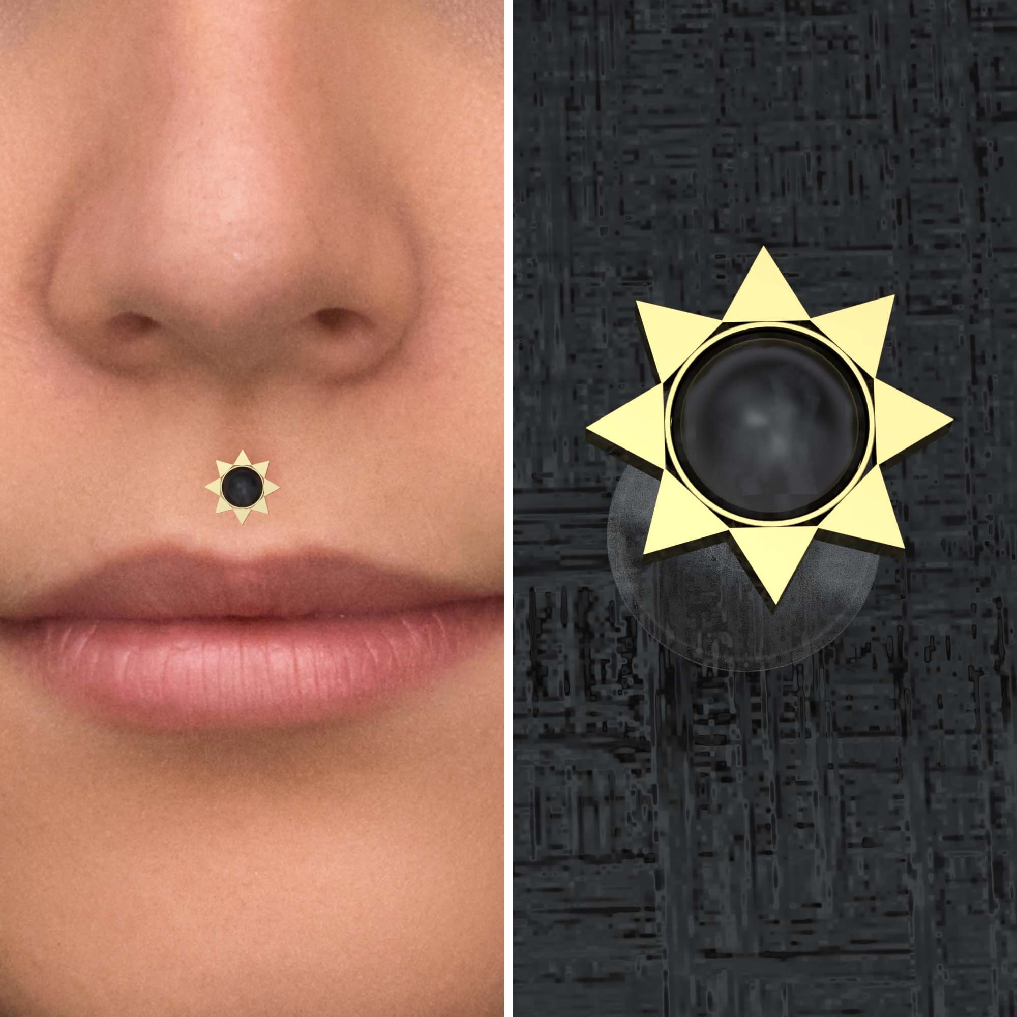 Anello per labbra Onice, Gioielli per labbra Bioflex, Gioielli Medusa, Labbro Stud, Monroe Stud, Philtrum Labret Piercing, Labret Stud, Lip Labret