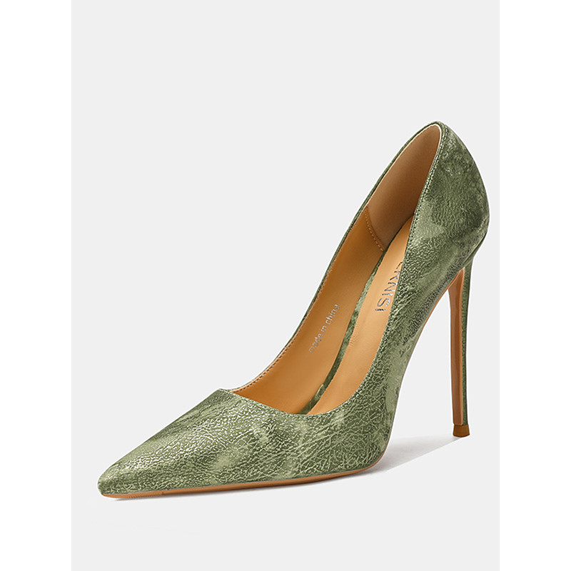 Women's Green Satin Stiletto Pumps, Pointed Toe High Heels, Elegant Party Dress Shoes for Women, Perfect for St. Patrick's Day Celebrations