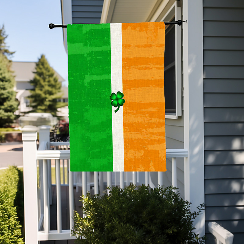 Saint Patrick's Day Garden Flag 12x18Inch Outdoor Decorations Welcome Garden Patio Flag Lucky Shamrocks Pot of Gold Gnomes Yard Flag Double Sided Holiday Outdoor Flags 1pc
