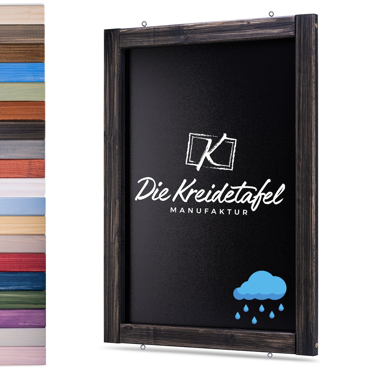 Die Kreidetafel Manufaktur Wetterfeste Outdoor Kreidetafel mit Holzrahmen / Schwarz 55x120cm Image