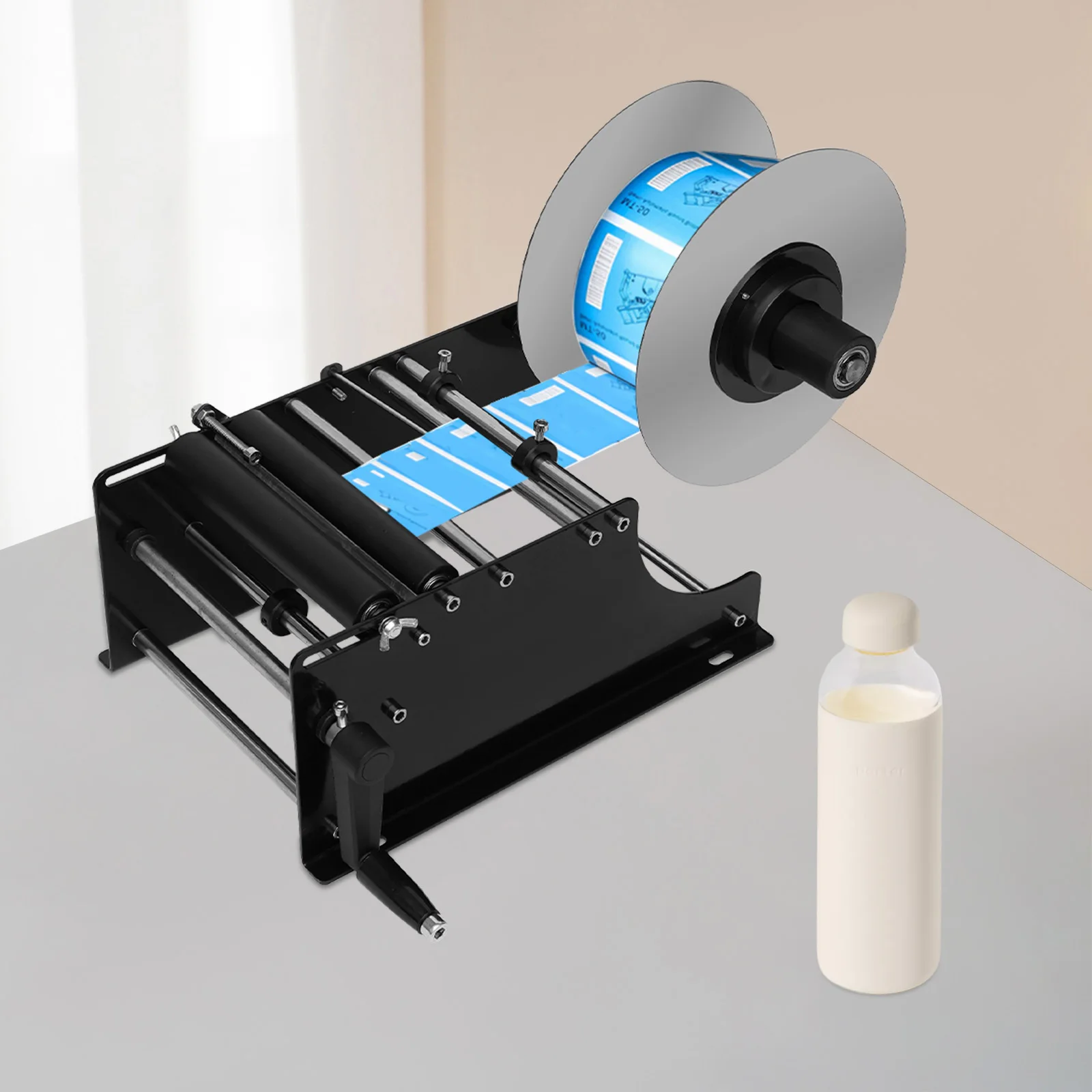 Manuelle Etikettiermaschine, MT-30 runder Flaschenetikettierer mit Griff, Flaschenaufkleber-Etikettierer für runde Glas-Kunststoff-Metallflaschen Image
