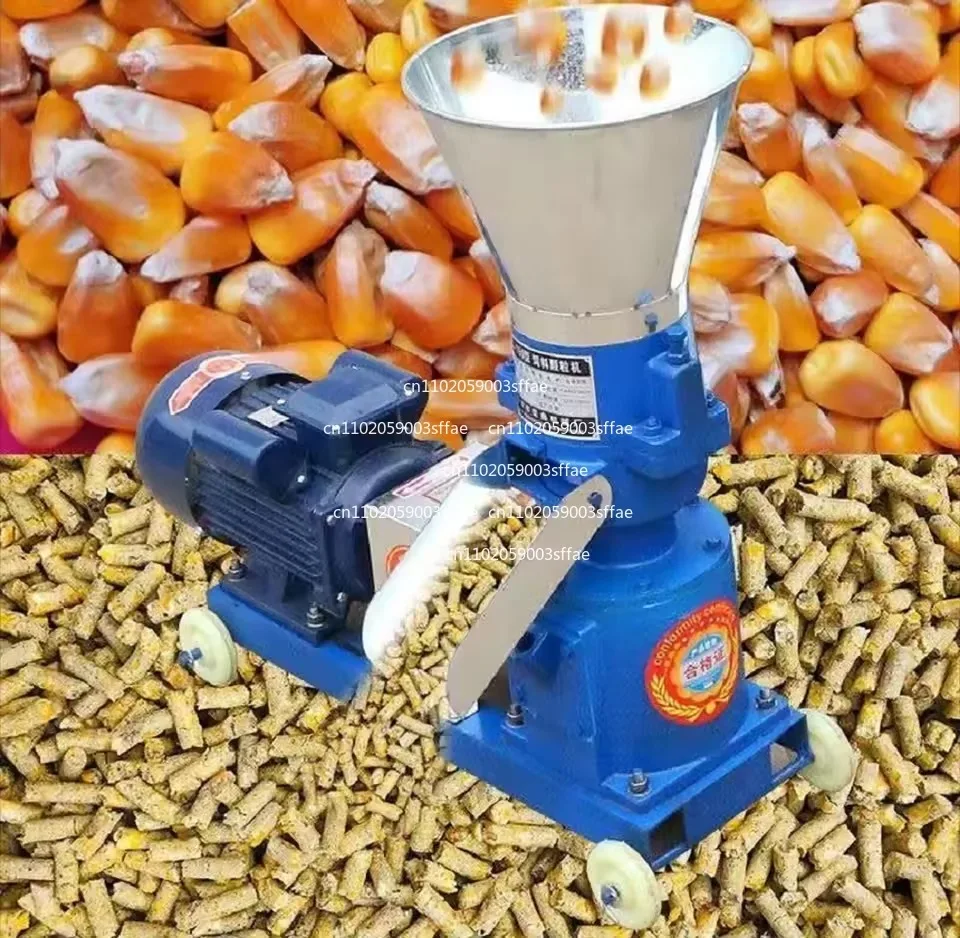 Kleine Futterpelletmaschine, trockene und nasse Haushaltszuchtgeräte, Pelletierung von 220 V, Maisstrohbearbeitung Image