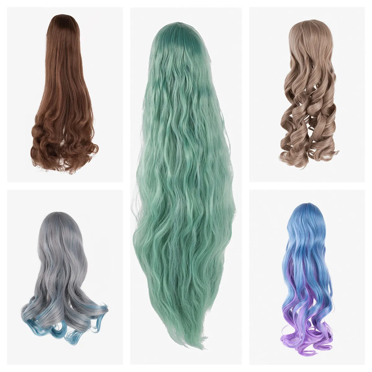 Qualität 60 cm Puppe Perücke 1/3 Puppe Zubehör Schwarz Weiß Rot Braun Rosa Kaffee Farbe Puppe Haar Gerade Kurve geflecht Pony Dekore