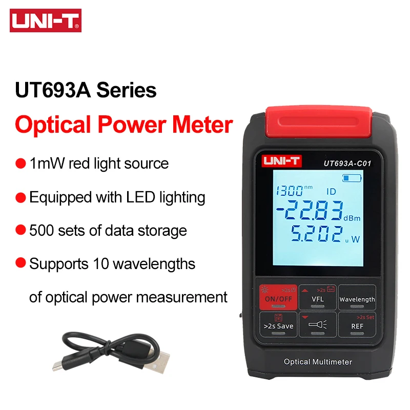 UNI-T Optical Power Meter UT693A Serie C/T Typ Fiber Optic Power Meter VFL OPM Licht Meter RJ45 Netzwerk kabel Tester Image