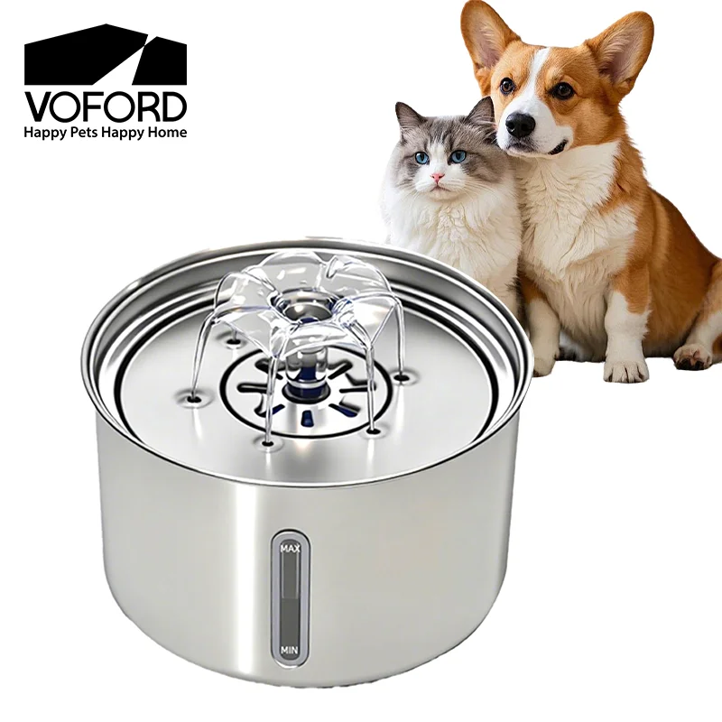 Edelstahl Haustier Wasser Brunnen Katze Automatische Wasser Feeder USB Elektrische Stummschaltung für Katze Hund Filter Brunnen Smart Trinken Schüssel Image