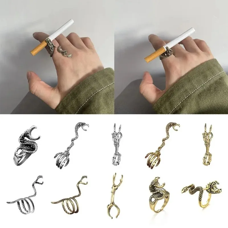 1PC Drachen Ring Finger Clip Rauch Zigarette Halter Rack Coole Gadgets für Mann Geschenk Rauchen Zubehör Zigarette Raucher werkzeug Metall Image