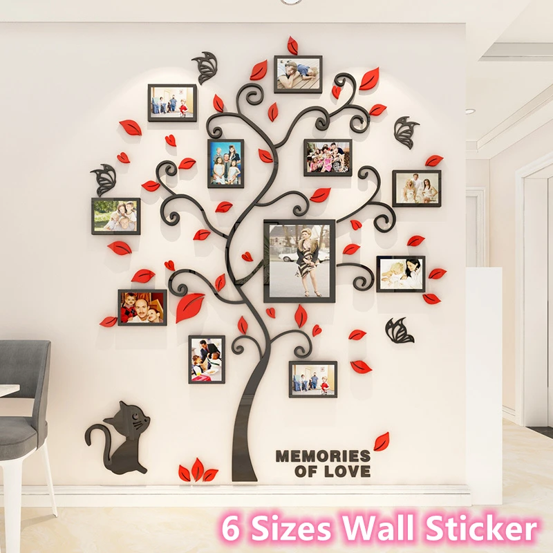 Weihnachten 3D Wandaufkleber Acryl Stammbaum DIY Fotorahmen für Wohnzimmer Schlafzimmer Tapeten Aufkleber Kunst Weihnachten Home Art Decor Image