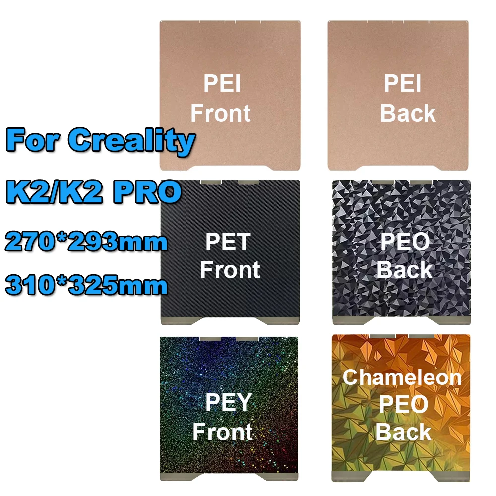Doppelseitiges Federstahlblech PEI PEY PEO PET für Creality K2 K2 Pro 3D-Drucker Hotbed PEI Bauplatte für K2 Pro Heizbett Image