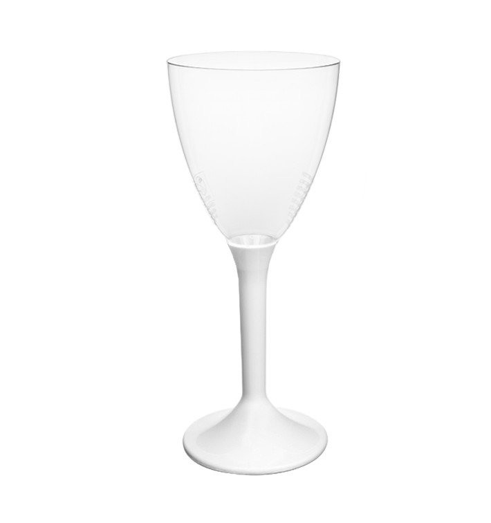 MONOUSO - Mehrweg Weinglas aus PS Fuß Weiß 180ml 2-teilig (20 Stück) Image