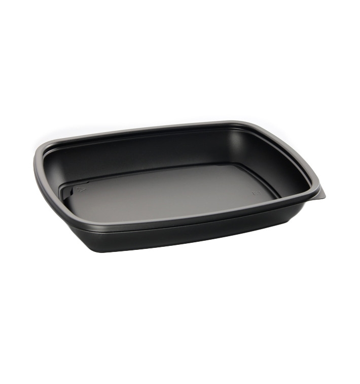 MONOUSO - Wiederverwendbare Plastikbehälter aus PP Schwarz 600ml 23x16,5cm (75 Stück) Image