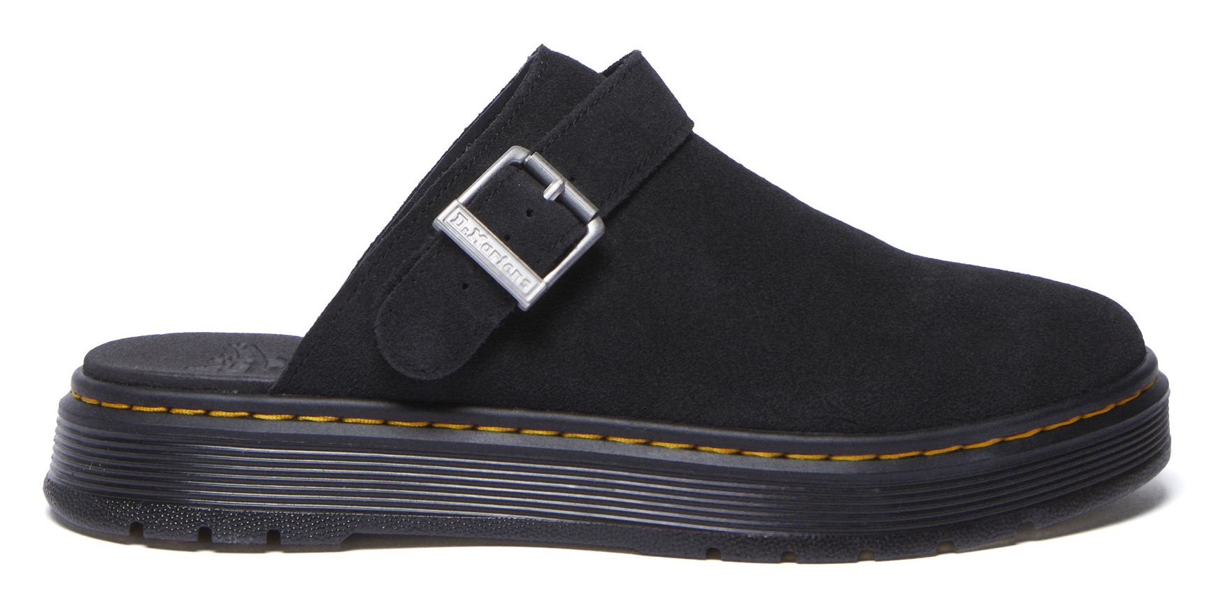 Sabot DR. MARTENS "Brookline BRONX SUEDE", Herren, Gr. 48, schwarz, Veloursleder, Schuhe Sabot, Clog, Hausschuh, Slides mit Plateausohle