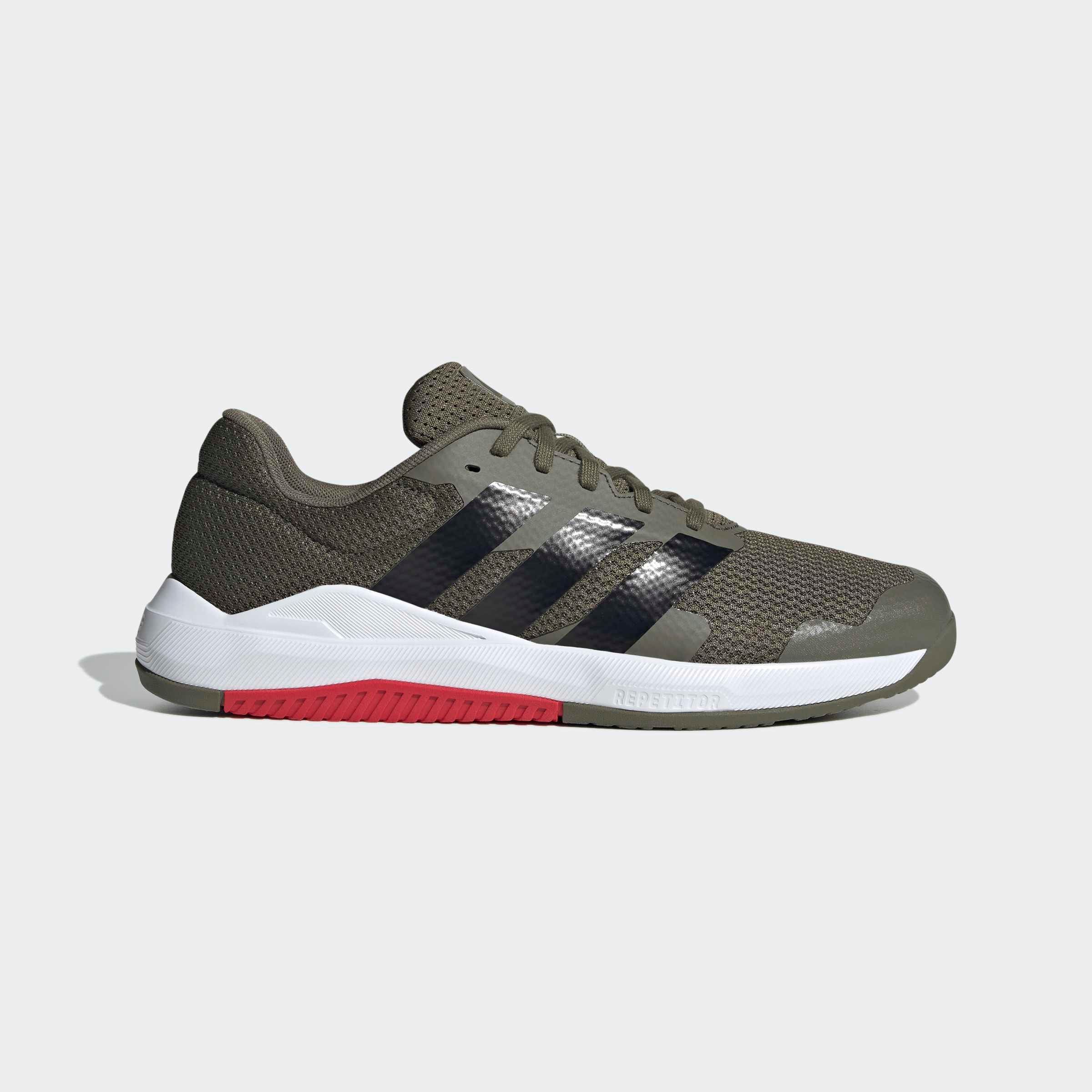 Trainingsschuh ADIDAS PERFORMANCE "DROPSET BASE", Damen, Gr. 43, olive strata, core schwarz, pure ruby, Textil, Schuhe