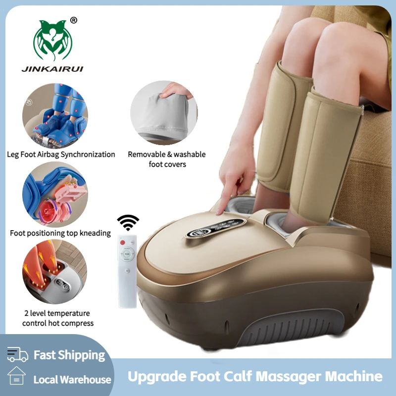 Elektrische Fuß massage maschine Knet rolle 8d Airbag Kompresse Heizung Shiatsu multifunktion ale Fuß Kalb Massage gerät Gesundheits wesen Image