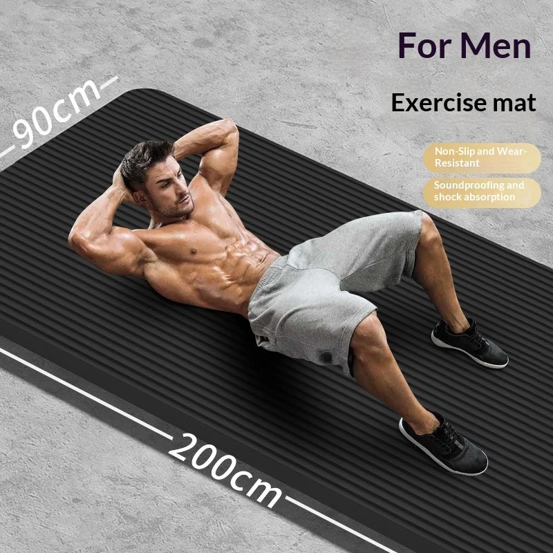 10MM Non Slip Extra Thick Yoga Mat High Density Fitness Exercise Mat Home Workout Pilates Beginner Men Women Eco Friendly Black
