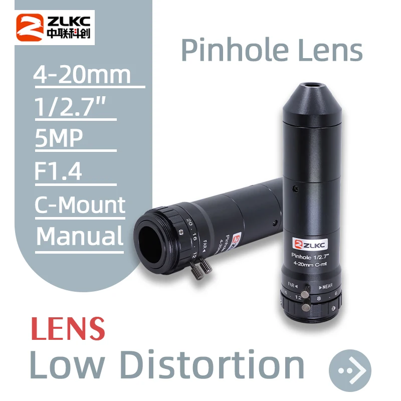 ZLKC Lochobjektiv 4–20 mm CS-Mount Zoom CCTV 1/2,7 Zoll geringe Verzerrung 5 MP Makrokamera Varifokalobjektive Innenwanderkennung Image