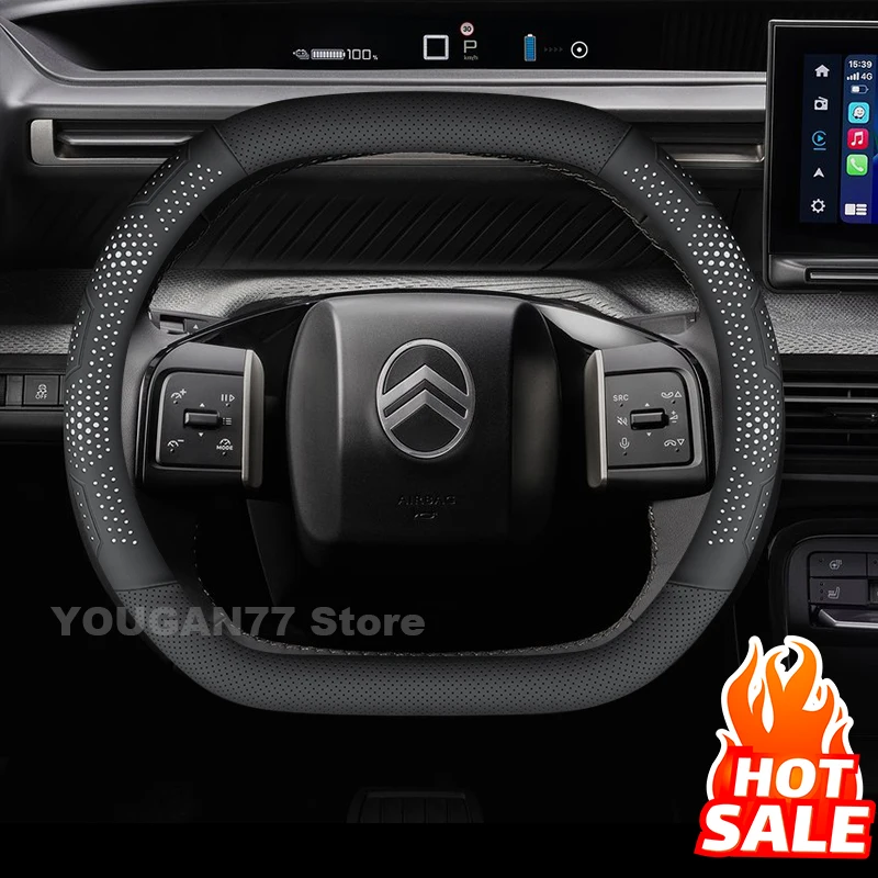 Housse de volant de voiture en cuir pour TOUTES LES NOUVELLES Citroën C3 AIRCRO C3 X 2025, antidérapante, accessoires intérieurs automobiles Citroën C3 X 2025
