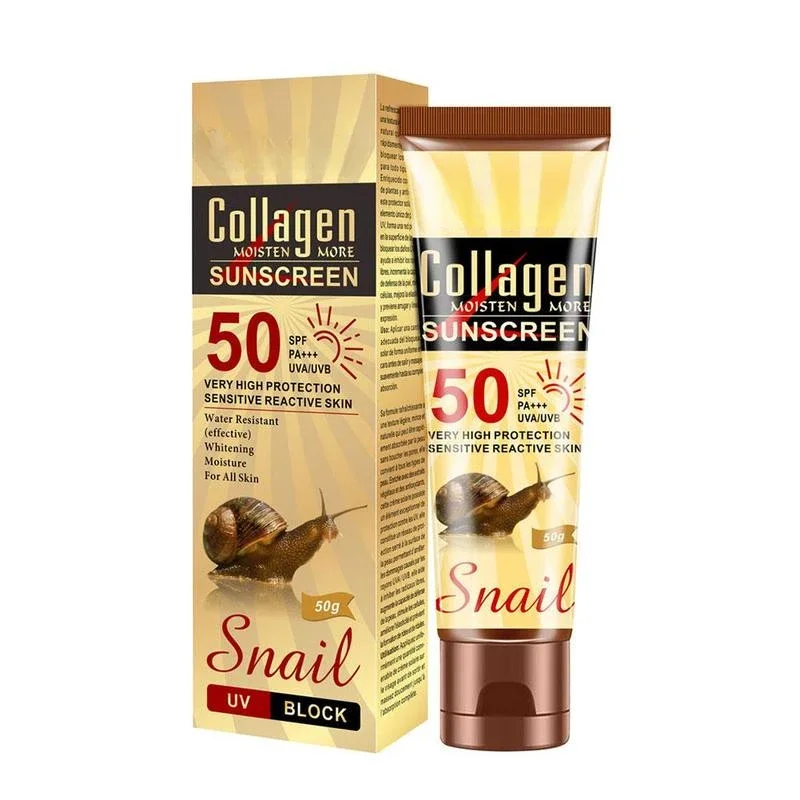50g Kollagen Schnecke Sonnenschutz Gesicht Körper Hautpflege SPF50++ UVA UVB Sonnenschutz Creme Öl-Kontrolle Feuchtigkeitsspendende Sonnenschutz Image