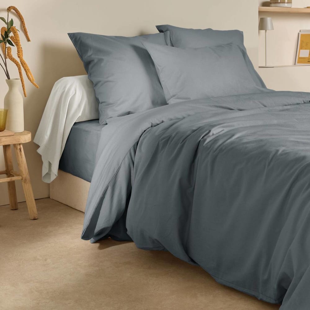 Housse de couette 75% coton 25% lin orage 240 x 220 cm