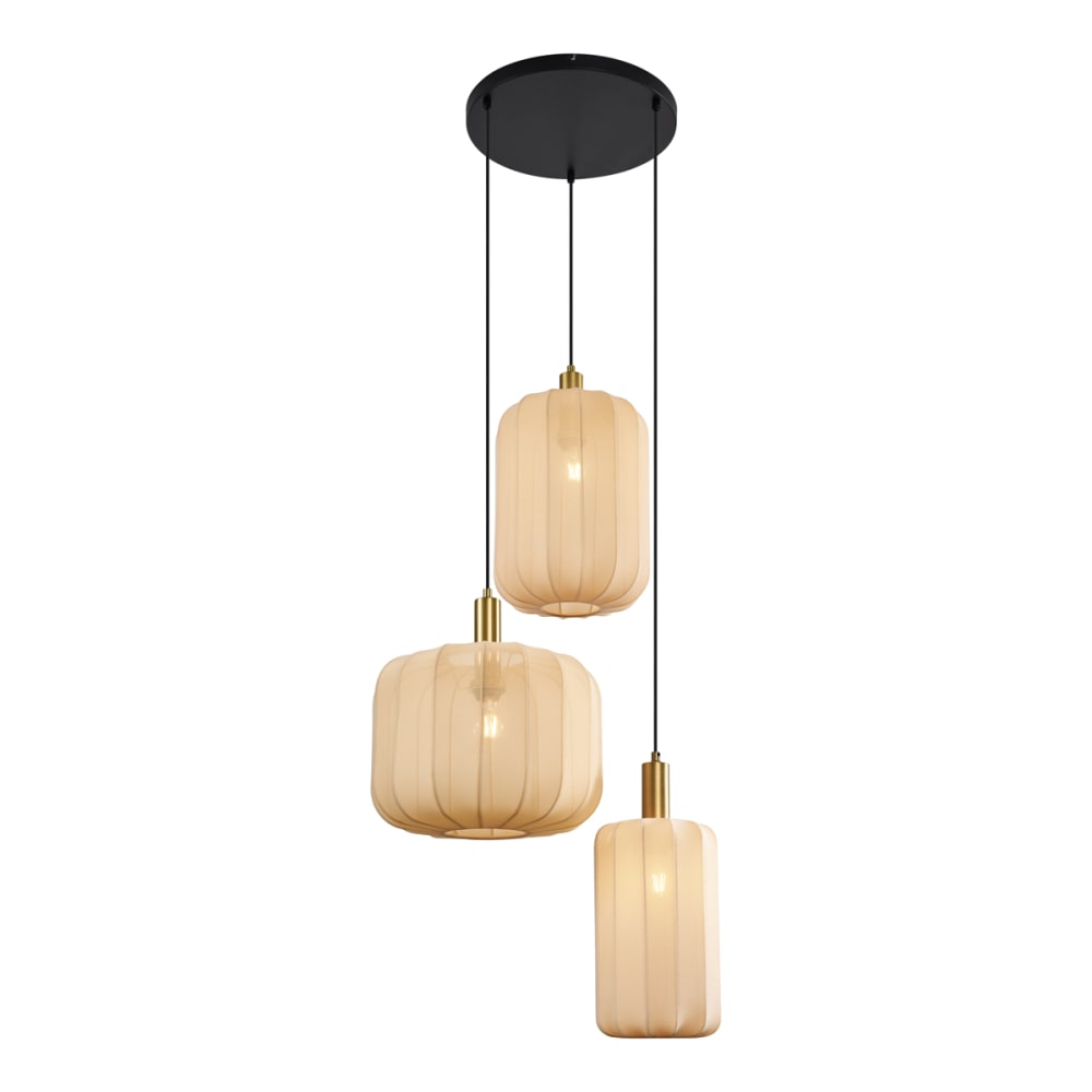Suspension Japandi noire dorée abat-jour beige