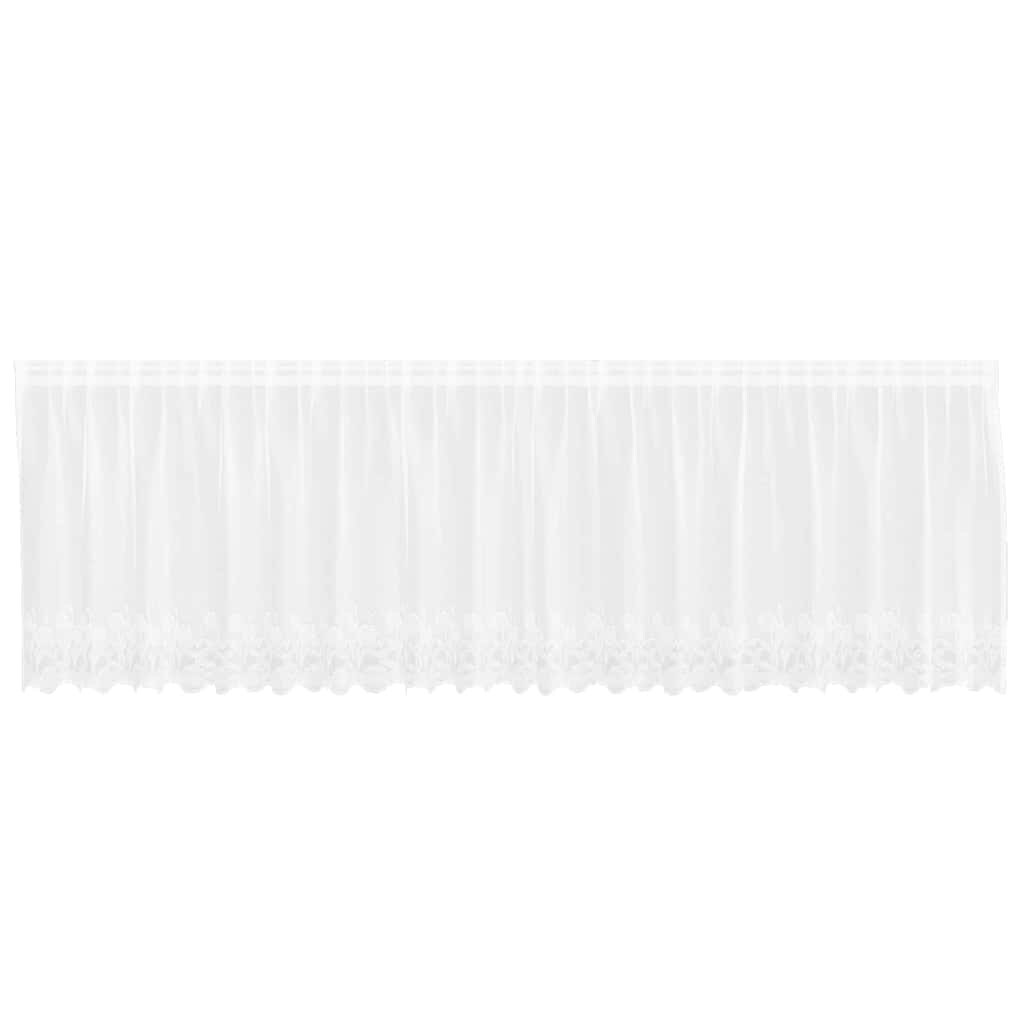 vidaXL Spitzenvorhang mit Vorhängen Floral Weiß 120 x 500 cm Polyester Image