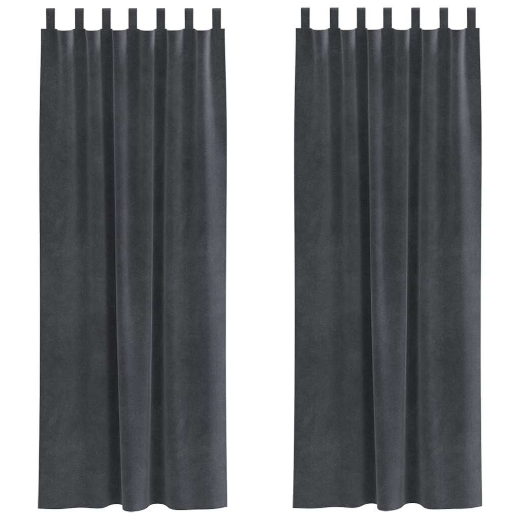 vidaXL Verdunkelungsvorhänge 2 pcs Hellgrau 140 x 225 cm Samt Image