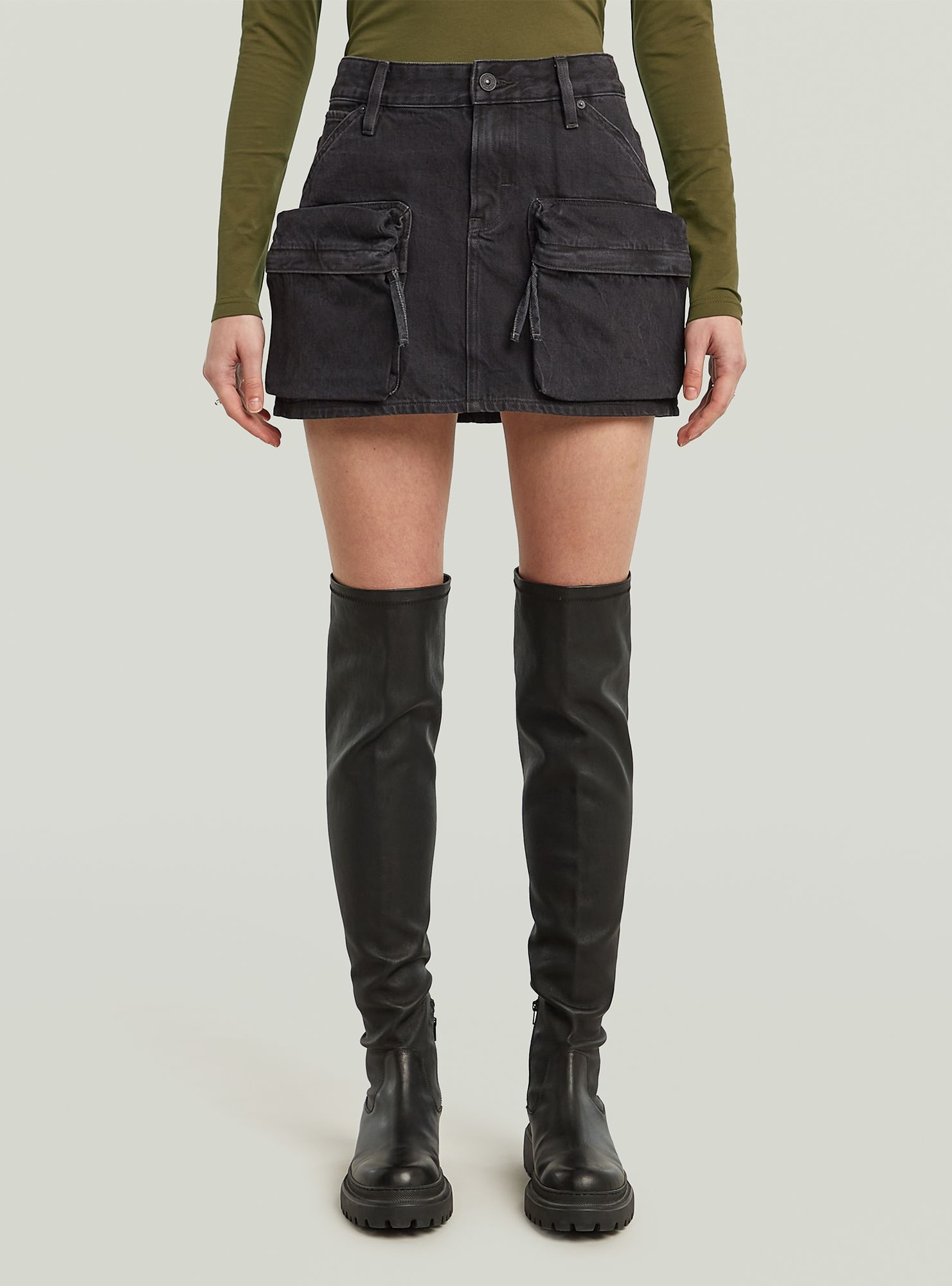 Maxikleid G-STAR "Mini Cargo Rock", Damen, Gr. 27, Normalgrößen, worn in schwarz obsidian, Obermaterial: 25% Baumwolle, Kleider Maxikleid