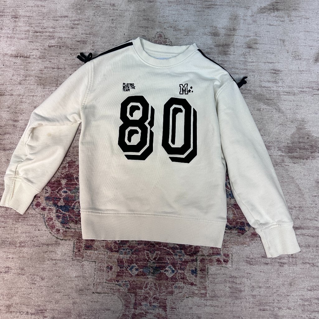 Zara Shirts & Tops | Zara Kids Girls Light Cream #80 Sweatshirt Size 9-10 In Good Shape | Color: Black/Cream | Size: 9-10