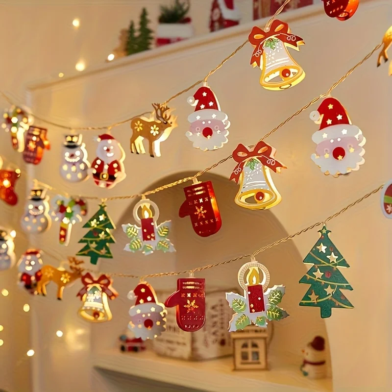 1,5 m Schneemann Weihnachtsmann 10 LED Lichterketten Ornament Weihnachten Element Design Urlaub Licht Innen für Heimdekorationen Batteriekasten