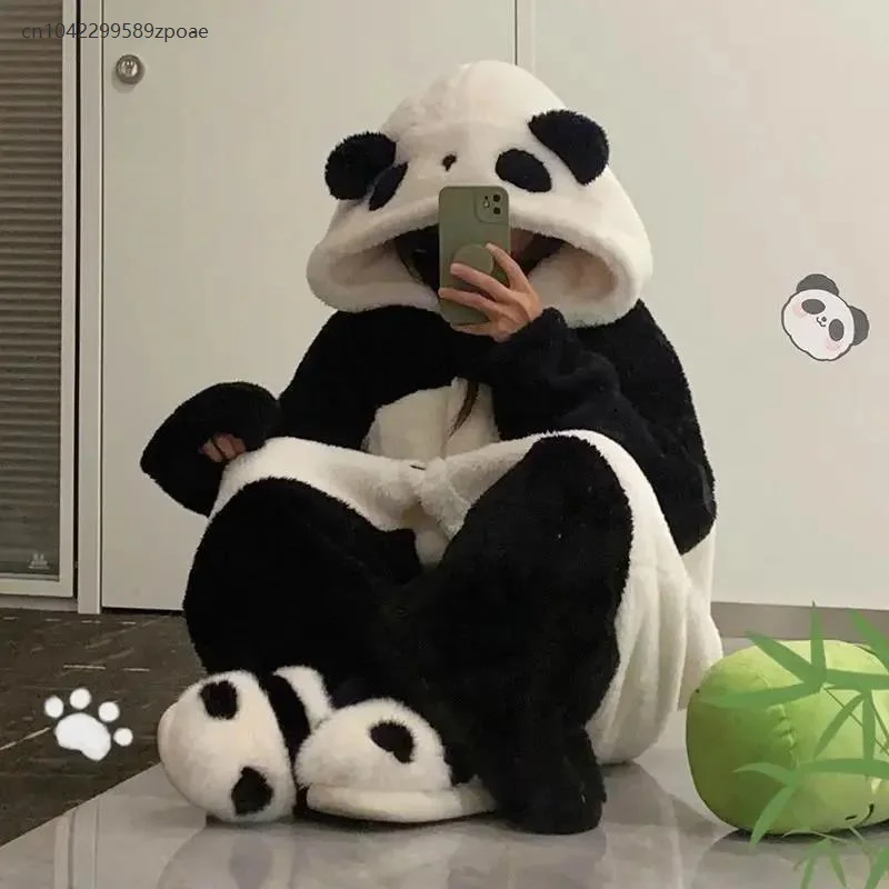 Winter Unisex Erwachsene Kawaii Tier Panda Onesie Kostüm Bequeme Loungewear Pyjamas Anime Party Bühnenkostüm 2025 Image
