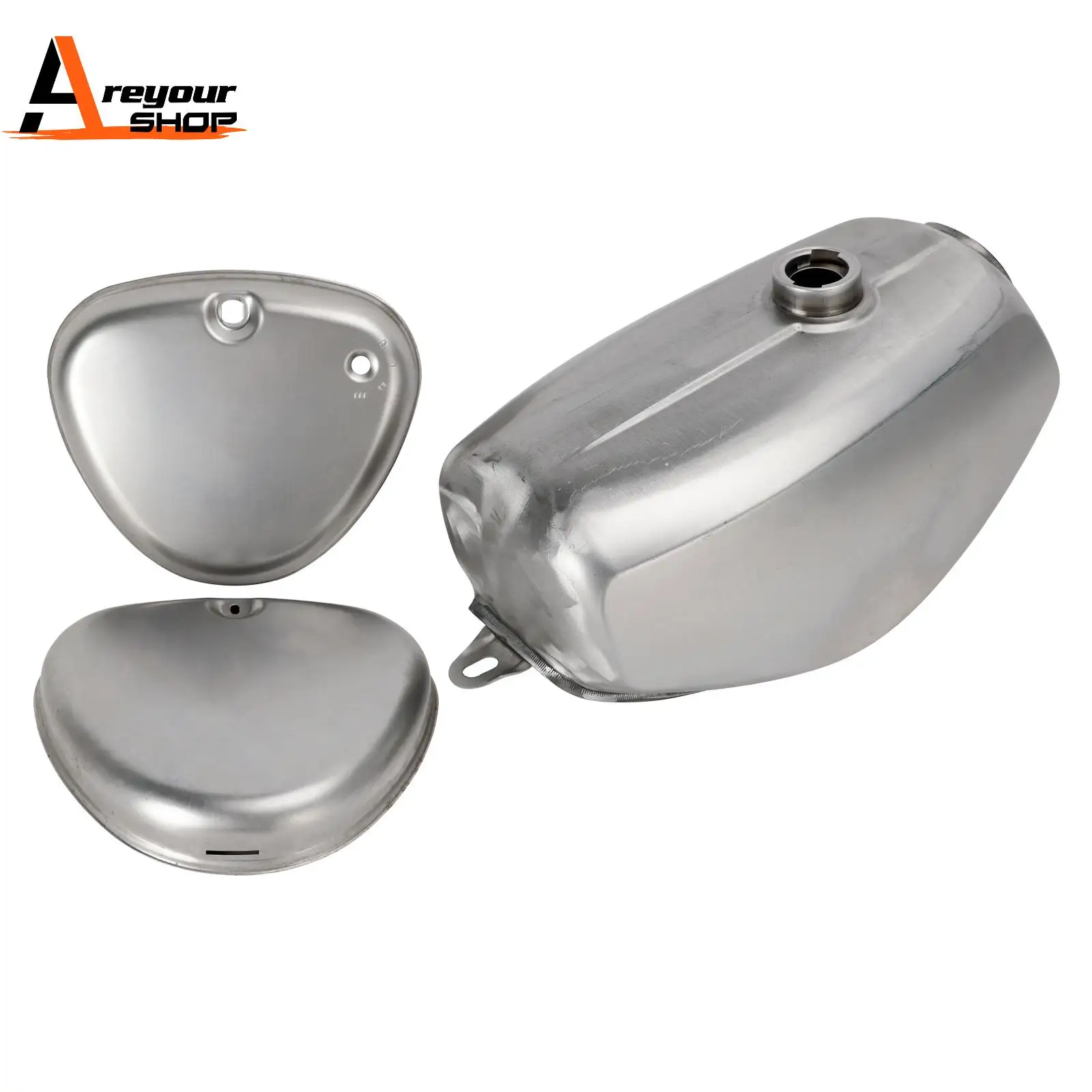 Areyourshop Set aus unlackiertem Kraftstofftank und Tankseitenabdeckung für Simson S51 S50 S70 Image