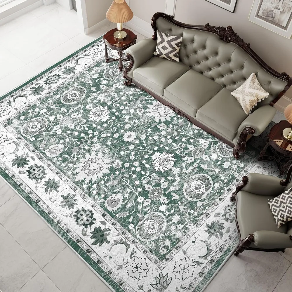 Vintage-Teppiche für Wohnzimmer, waschbarer Teppich für Schlafzimmer, Esszimmer, Küche, Innenteppiche, weiche, maschinenwaschbare Bodenmatte Image