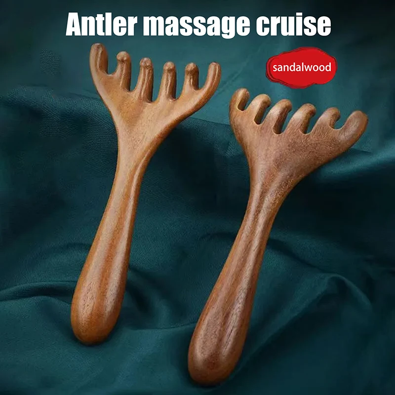 Natürliches Kopfhaut-Massagegerät mit fünf Klauen, Gua Sha-Werkzeug, Rückenkratzen, Spa, tragbarer Meridian-Massagekamm, Haarpflege Image