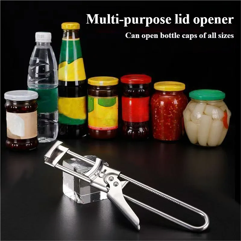 Neuer rutschfester Dosenöffner aus Edelstahl, verstellbarer Flaschenöffner, verstellbarer multifunktionaler Dosenöffner aus Edelstahl Image