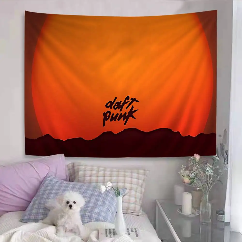 A-Around T-The W-World Daft Punk Cartoon Wandteppich Wandbehang Dekoration Haushalt Home Decor