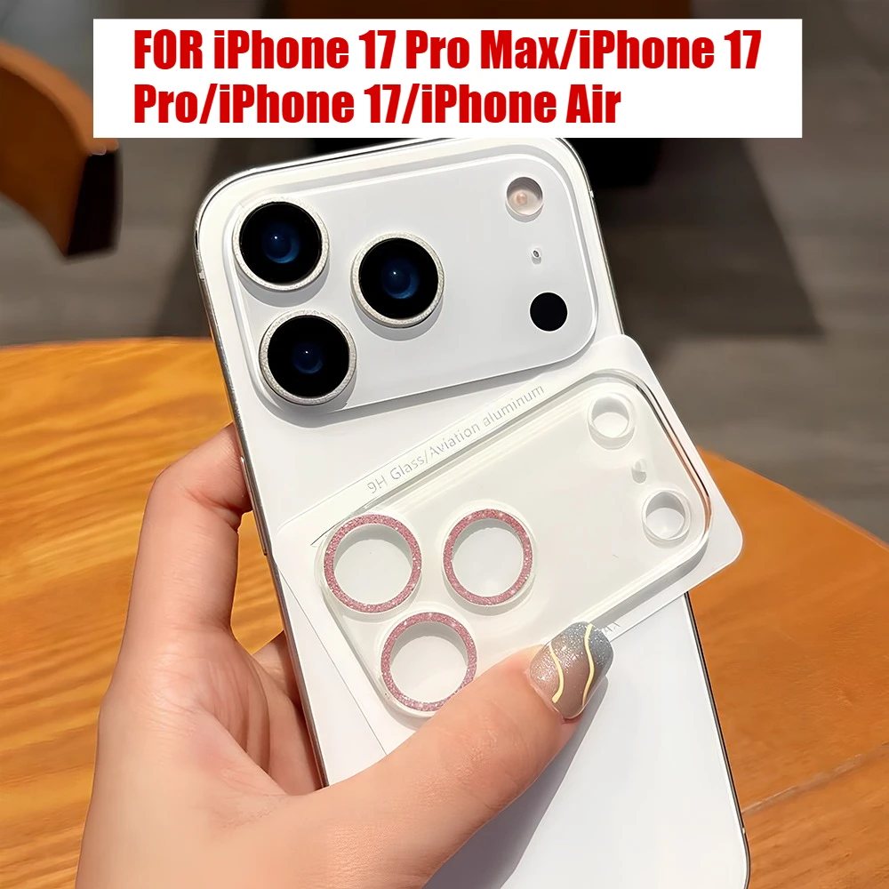 2 stücke Bling Glitter Kamera Objektiv Screen Protector Für iPhone 17 Pro Max Air 15 14 16 Pro Max 13 mini Plus Für iPhone 17 Volle Abdeckung Image