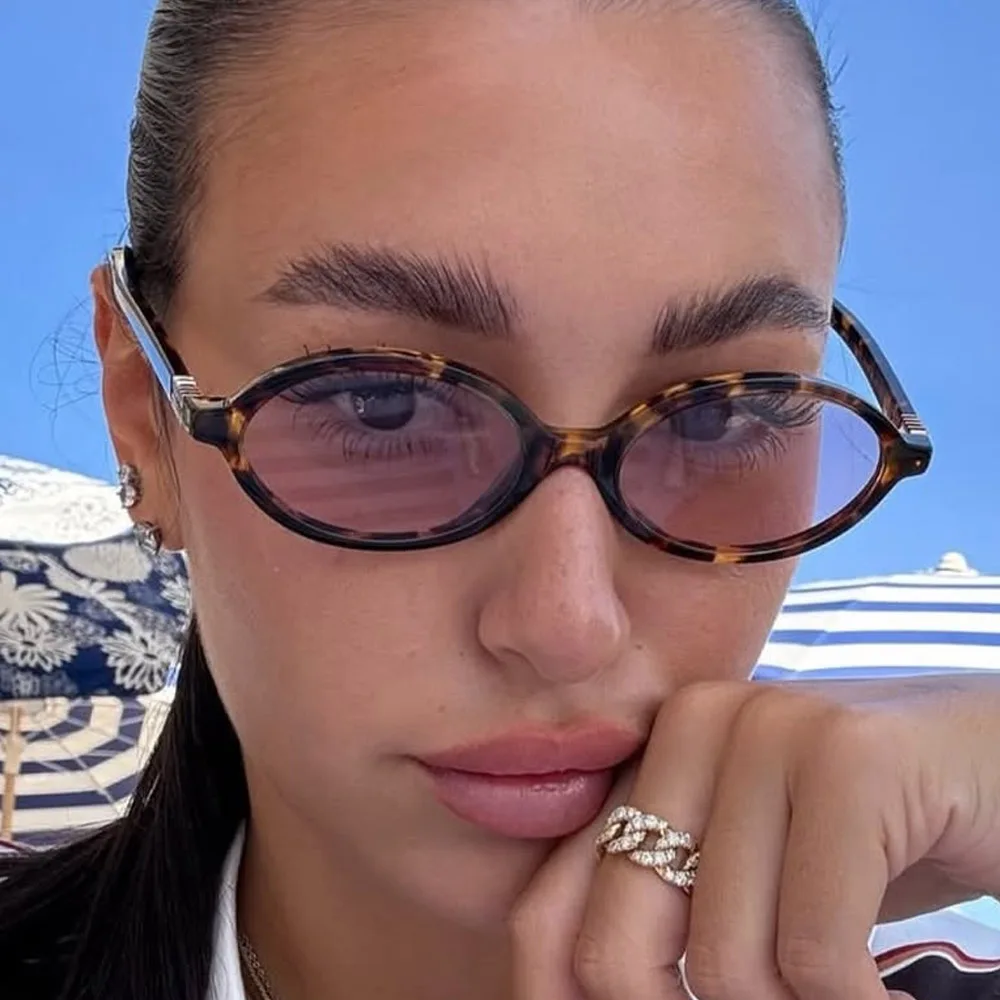 Vintage kleine ovale Leoparden-Sonnenbrille in Schwarz für Damen, neue Modemarke, Farbverlauf, elegante Y2K-Sonnenbrille, Damen-Hip-Hop-Sonnenbrille