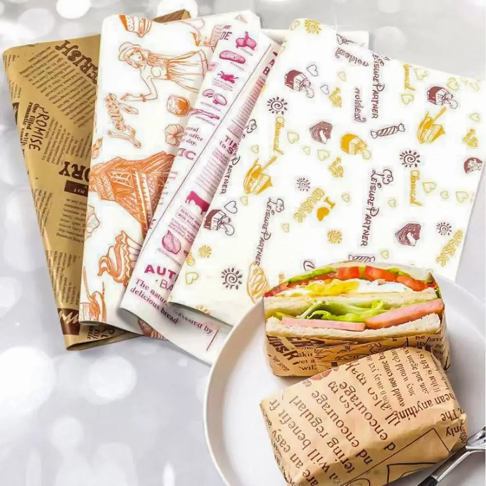 Lebensmittelverpackungen im neuen Zeitungsstil, Papierverpackungspapier, antihaftbeschichtetes Wachspapier, ölbeständiges Backpapier, Geschenkpapier, Lebensmittelverpackung Image