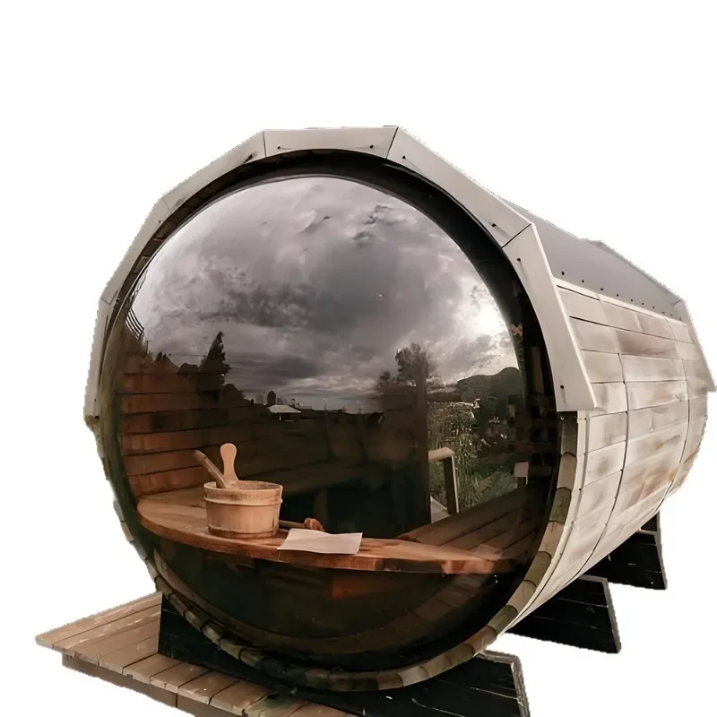 Fasssauna im Freien Massivholz Elektroherd Heizung